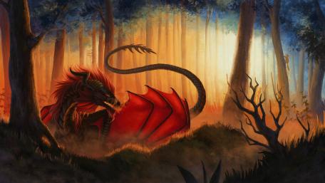 Majestic Dragon in Enchanted Forest wallpaper