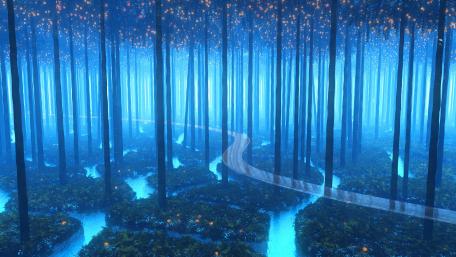 Enchanted Path in a Luminous Forest wallpaper