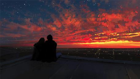 Evening Magic Under a Sunset Sky wallpaper