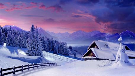 Winter's Embrace at Mountain Cottage wallpaper