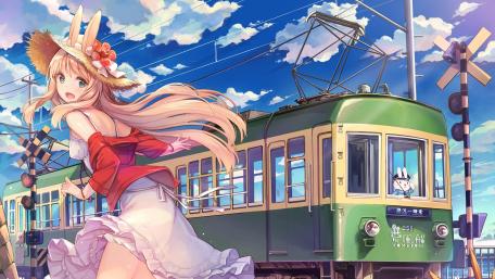 Tranquil Journey Unfolds at Sunset Station wallpaper