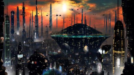 Petrochemical Plant Sci-Fi city wallpaper