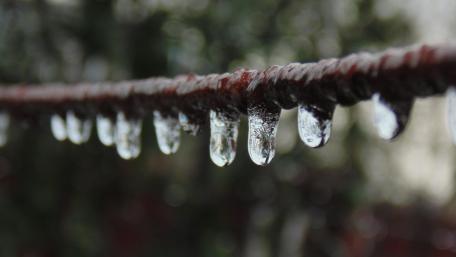 Icy Raindrops on Barbed Wire Reflecting Nature's Beauty wallpaper