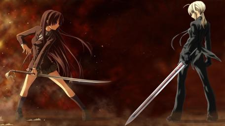 Anime girl fight wallpaper