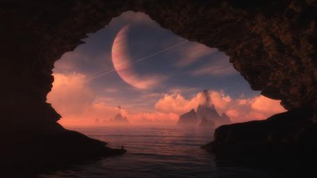 Saturn from Titan wallpaper