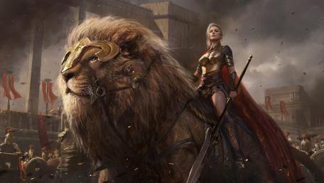 Warrior Queen on Majestic Lion wallpaper