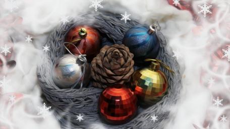 Festive Ornaments in a Cozy Nesting Arrangement wallpaper