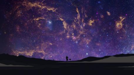 Starry Embrace Under Purple Night wallpaper