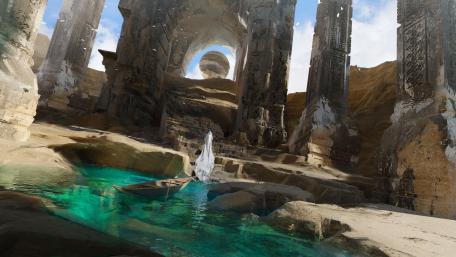 Ruined Majesty in a Fantasy Realm wallpaper