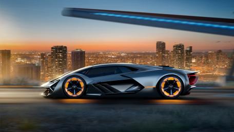 Lamborghini Terzo Millennio on City Horizon wallpaper