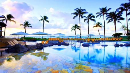 Tropical Paradise by the Poolside wallpaper