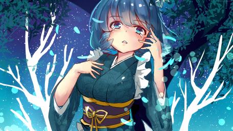 Tears Beneath the Moonlit Sakura wallpaper