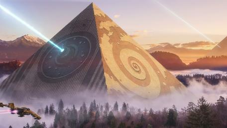 Futuristic Pyramid in a Sci-Fi Realm wallpaper