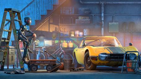 Robot Mechanic's Dream Garage wallpaper