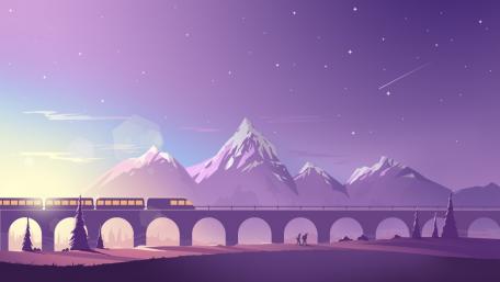 Purple Mountain Majesty with Shooting Star wallpaper