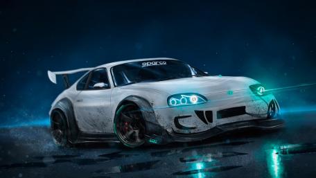 Futuristic Toyota Supra MK4 in Dynamic Stance wallpaper