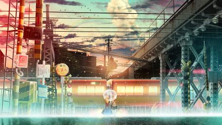 Waiting in the Rain at the Station wallpaper