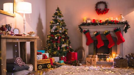 Festive Christmas Living Room Decor wallpaper