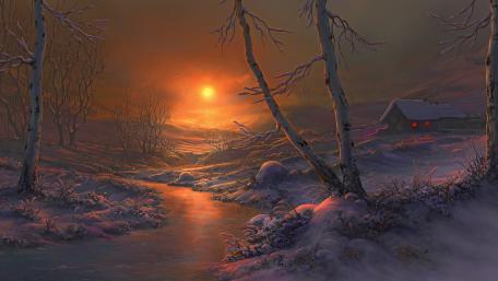 Winter's Tranquil Glow wallpaper