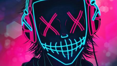 Masked boy with headphones wallpaper