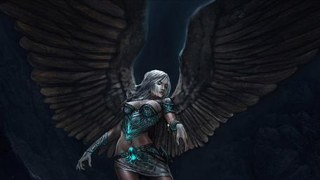 Mystical Angel in Dark Fantasy Realm wallpaper