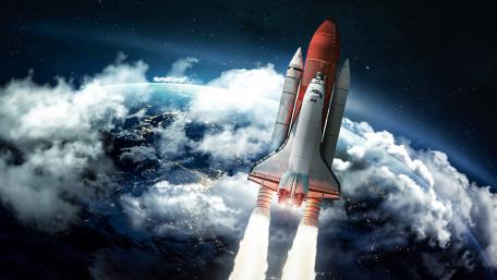 Rocket heading towards space wallpaper