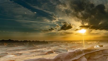 Sunset Serenity Over a Rugged Horizon wallpaper