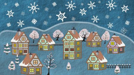 Snowy Christmas Village Serenity wallpaper