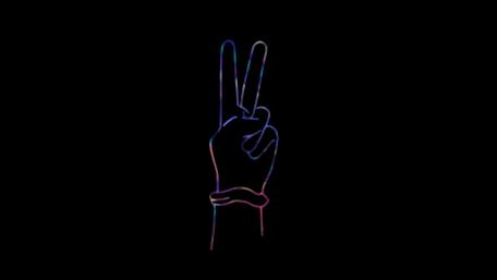 Peace Hand Symbol in Neon Colors wallpaper