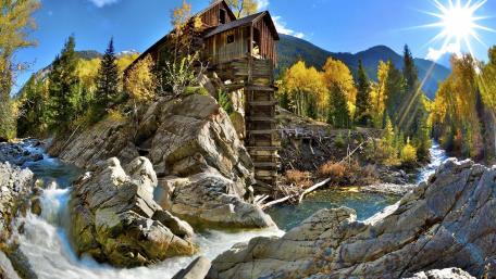 Crystal Mill on Crystal River wallpaper