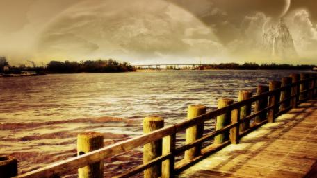 Serenity of the Futuristic Pier wallpaper