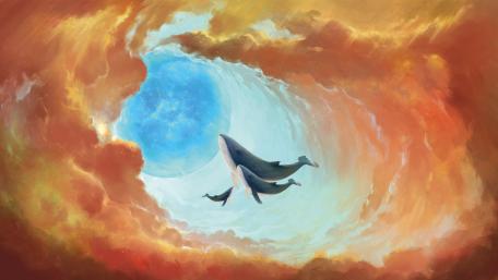 Ethereal Whales in a Cosmic Vortex wallpaper