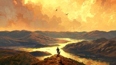 Alone boy with dog wallpaper