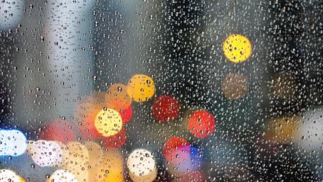 Raindrops on a Window with Bokeh Lights wallpaper