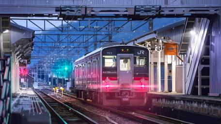 Twilight Arrival at Anime City Station wallpaper