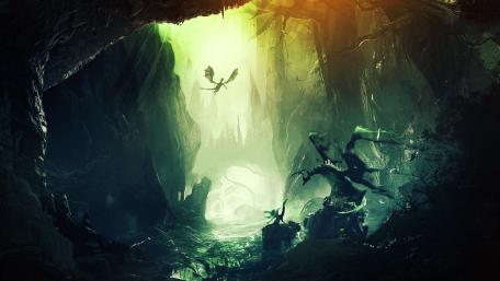 Mystical Dragons in Enchanted Forest Shadows wallpaper
