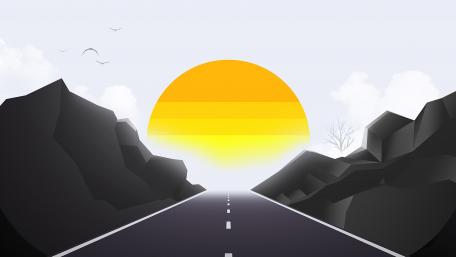 Minimal Sunset Road to Infinity wallpaper
