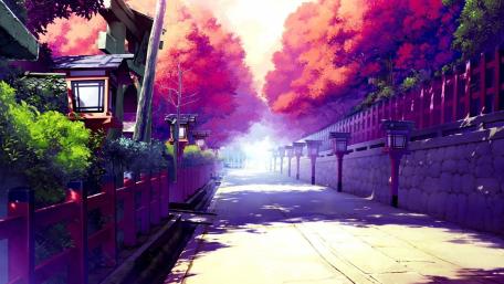 Autumn Magic in Anime Street wallpaper