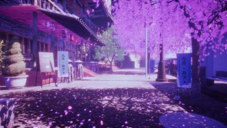 Sakura Dreamscape in Anime City wallpaper