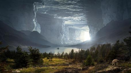 Mystery of huge cave wallpaper