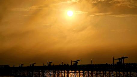 Sunset at the pier wallpaper