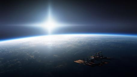 Majestic View of Earth from Space Station wallpaper