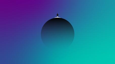 Sphere with Rocket in Gradient Horizon wallpaper