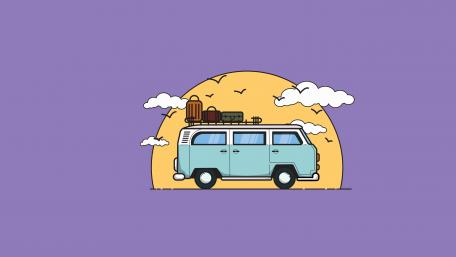 Minimal Volkswagen camper van illustration wallpaper