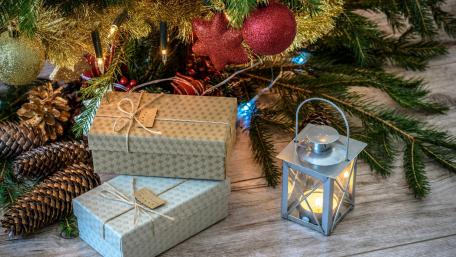 Festive Christmas Gift Scene for Holiday Cheer wallpaper