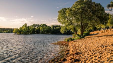 Serene Shoreline at Dusk wallpaper