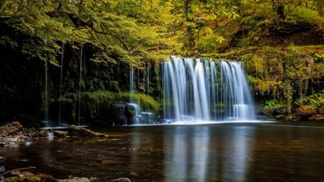 Serene Forest Waterfall Scene wallpaper