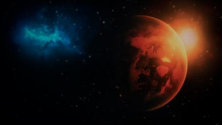 Mars and the Cosmic Nebula wallpaper