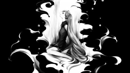 Miku b&w wallpaper