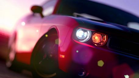 Pink Dodge Challenger in Glowing Lights wallpaper